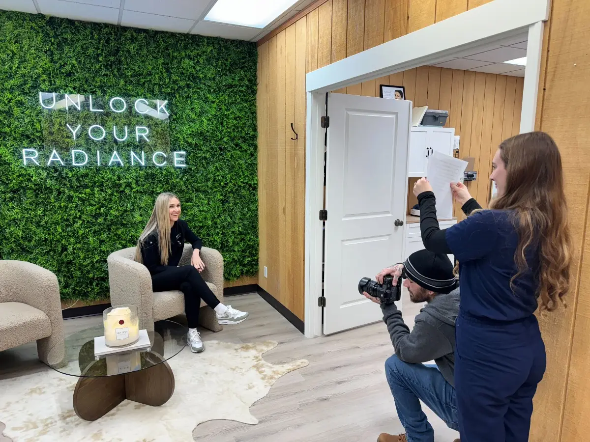 The Croft Marketing Team in action, shooting video content for Vault Skin and Wellness