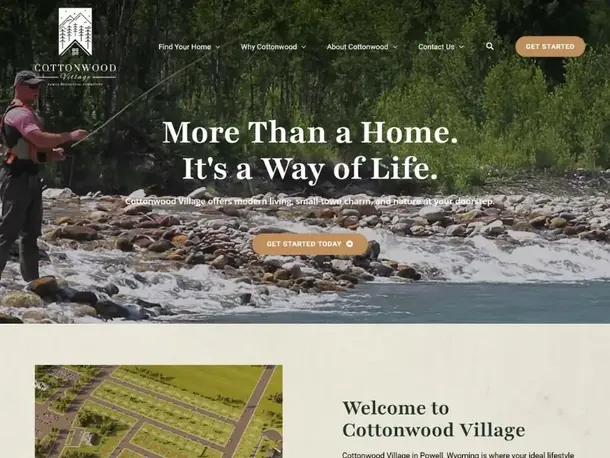 Homepage web design for Cottonwood Village designed and built by CROFT